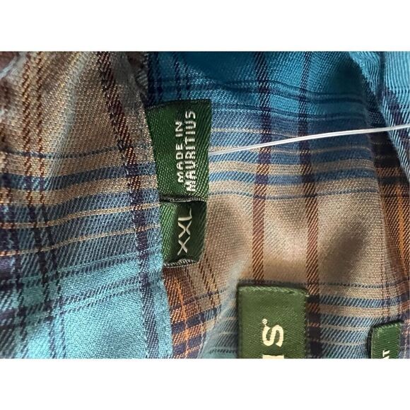 Orvis Men's Blue Brown Classic Fit Plaid Flannel Button Up Shirt Size 2XL NW0T - Picture 4 of 6